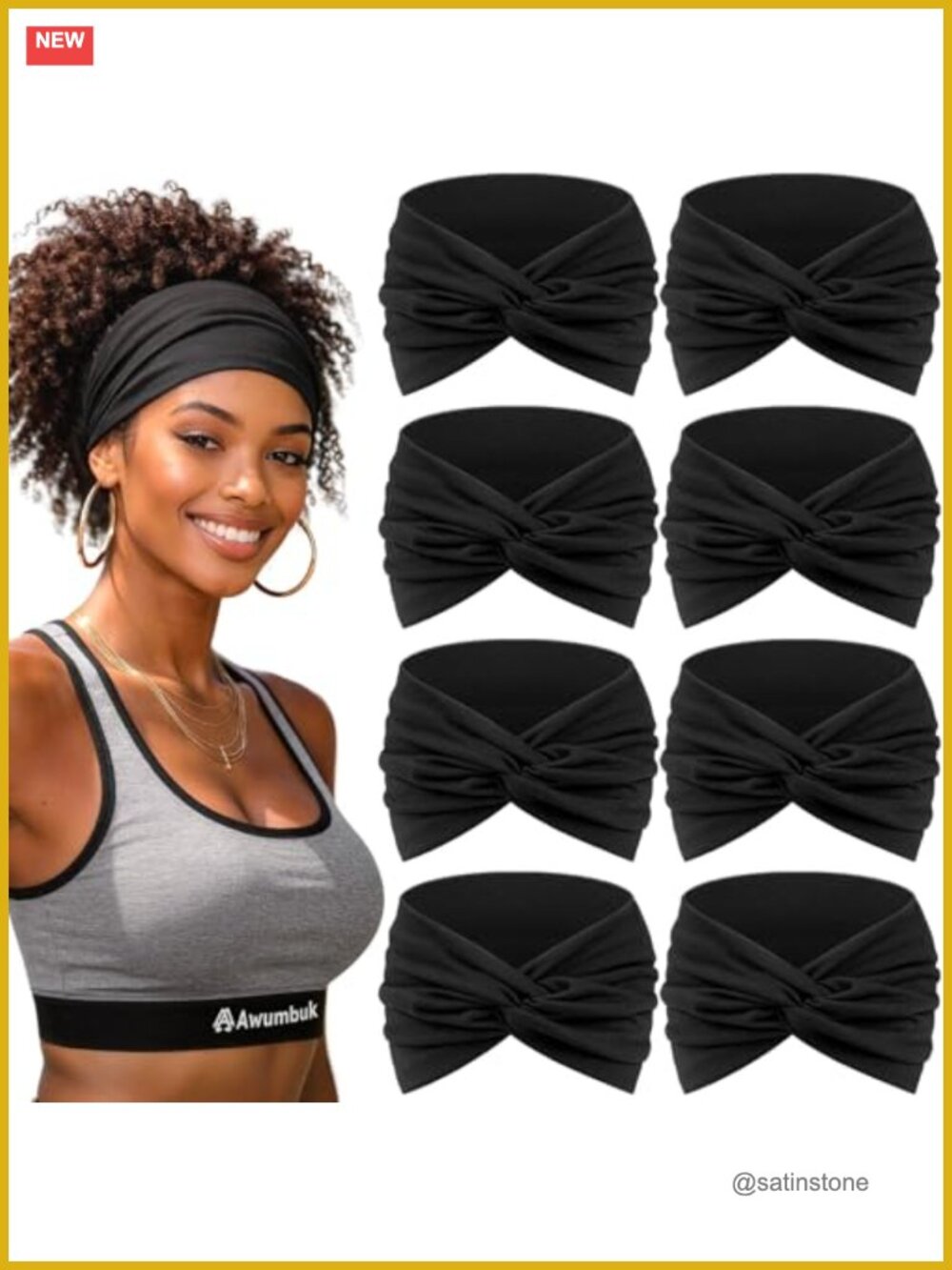 Extra Wide Boho Turban Headband Moisture-Wicking Non-Slip Hair Wrap